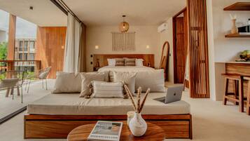 Premium Apartment, 1 King Bed with Sofa bed, Pool View | Laptop workspace, free WiFi, bed sheets