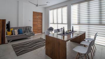 Luxury Apartment, 3 Bedrooms, Canal View | Living area | 42-inch LED TV with satellite channels