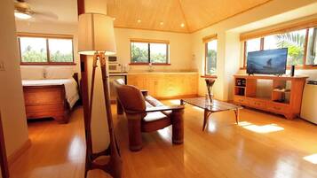 1 bedroom, desk, iron/ironing board, travel crib