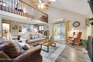 Smart TV, fireplace, video games, books