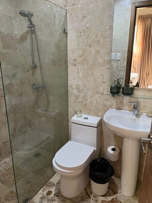 Dusche, Handtücher, Seife, Toilettenpapier