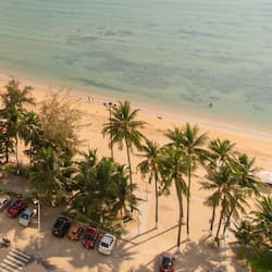 On the beach, white sand