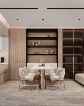 Deluxe Apartment | Private kitchen | Fridge, microwave, rice cooker, cookware/dishes/utensils -  Oceanus Vien Trieu Nha Trang Apartment - Thai Ha (Nha Trang)