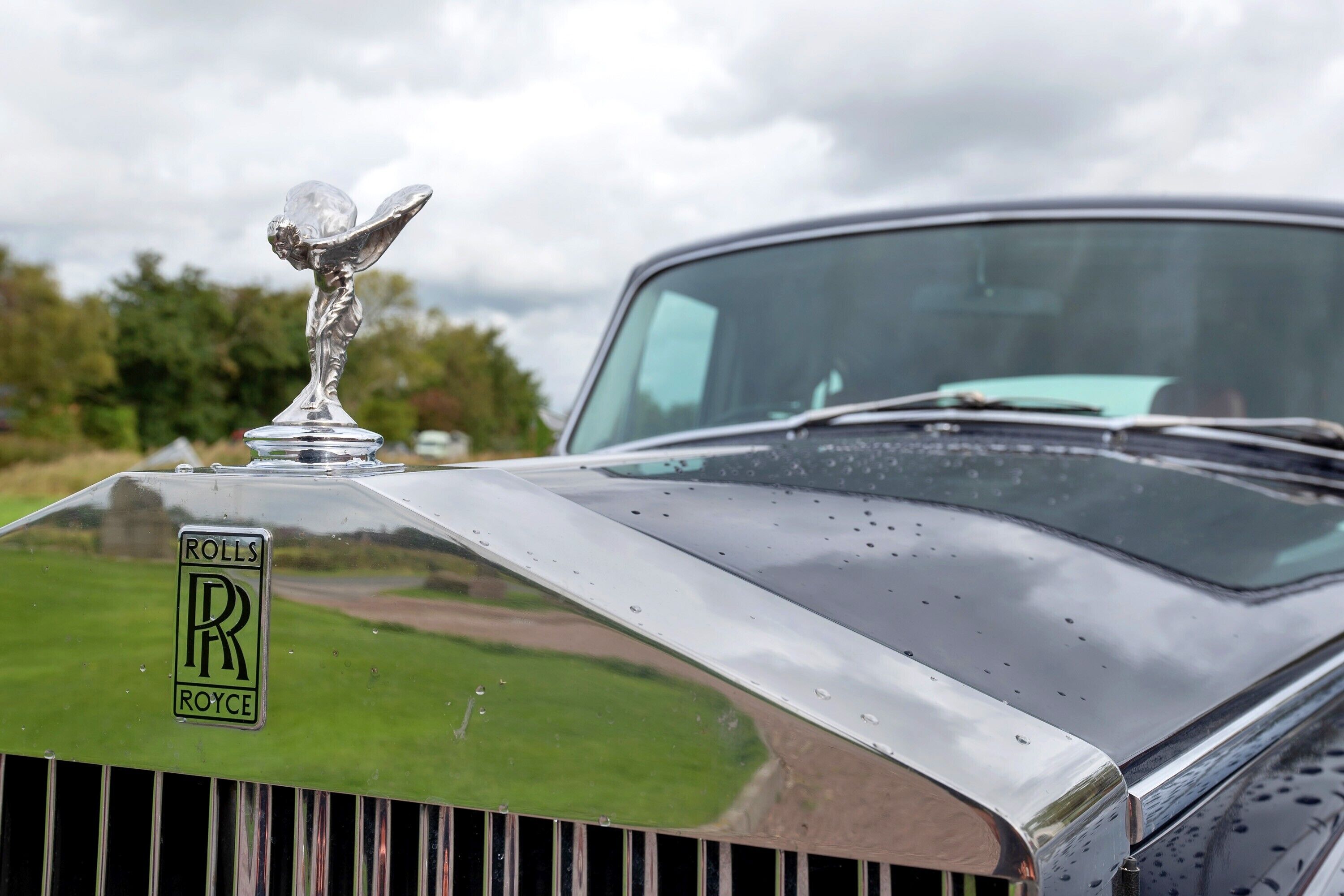 Ein luxuriöses Auto mit auffälligem Emblem und Kühlergrill.