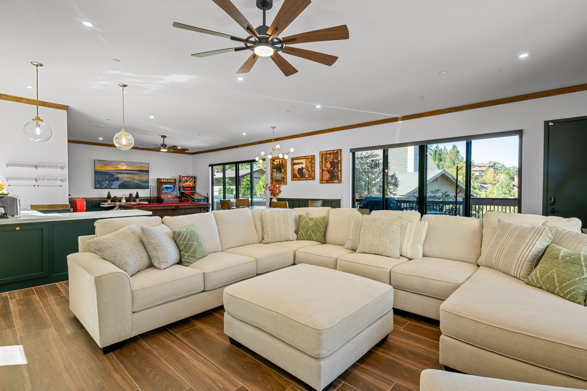 Smart TV, fireplace, video games, printers