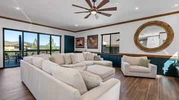 Smart TV, fireplace, video games, printers