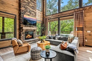 TV, fireplace