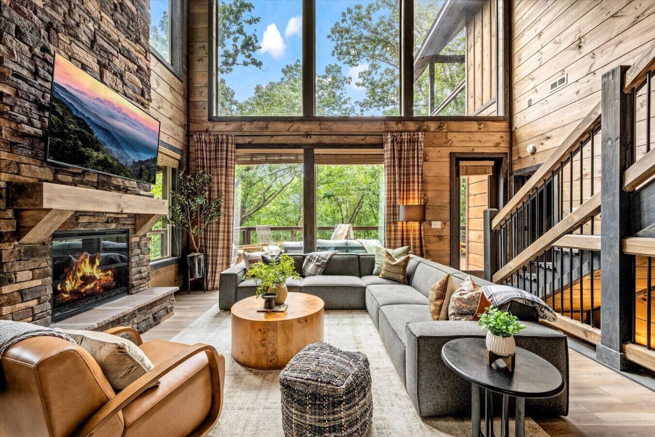 TV, fireplace, table football