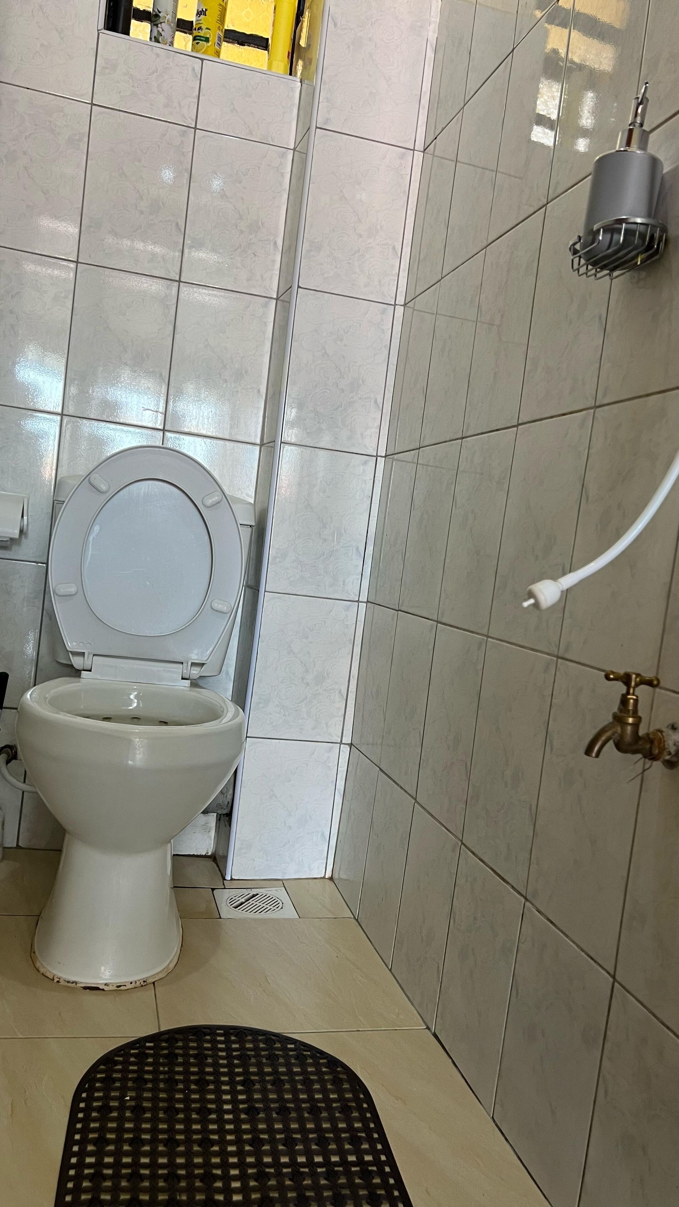 Kylpyhuone, jossa on wc, bidee ja pesuallas.