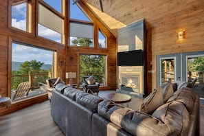 Chalet rustique, 5 chambres | Aire de séjour | Téléviseur connecté