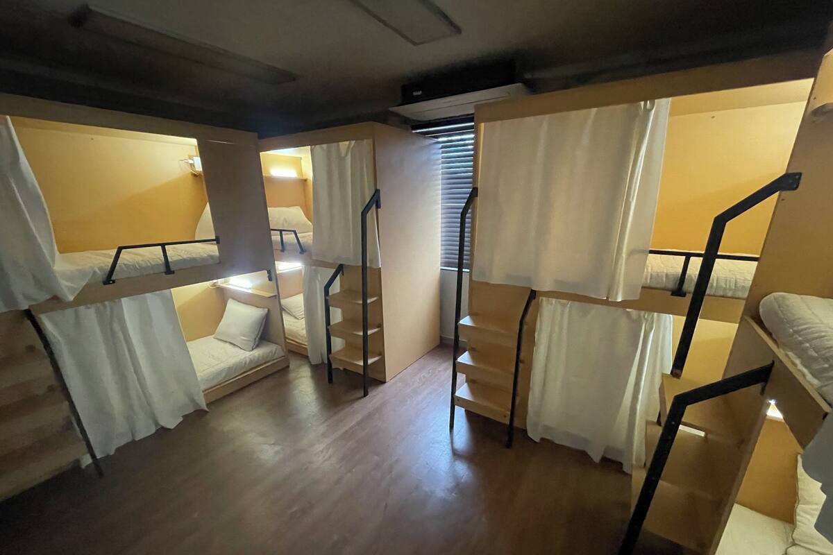 Blackout drapes, soundproofing, iron/ironing board (on request)