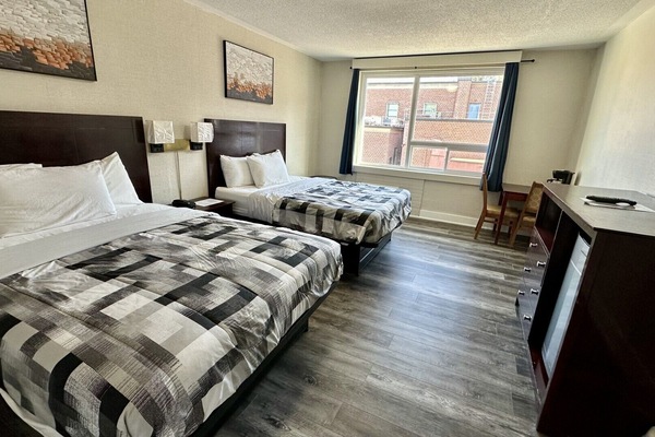 Double Room, 2 Queen Beds | Premium bedding, pillowtop beds, blackout drapes, iron/ironing board
