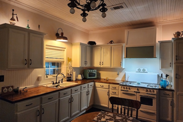 Een koelkast, een microgolfoven, een kookplaat