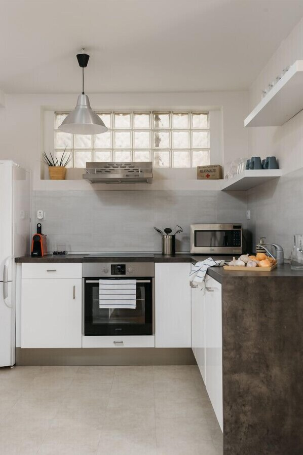 Fridge, microwave, stovetop, dishwasher