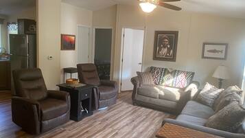 TV, fireplace, DVD player, books