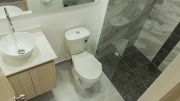 Hair dryer, towels, toilet paper