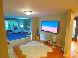 Smart TV, fireplace, video games, printers