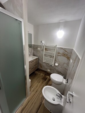Haartrockner, Bidet, Handtücher, Seife