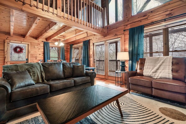 Smart TV, fireplace, foosball