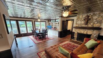 TV, fireplace, DVD player, offices