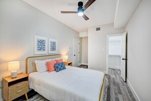 2 bedrooms, desk, iron/ironing board, travel cot