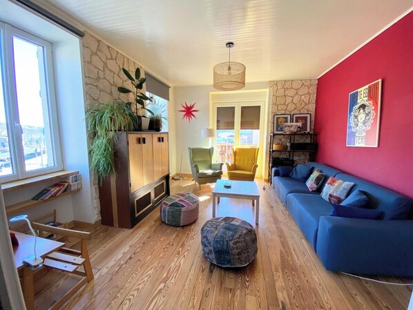 Smart-TV, DVD-spiller og bøker