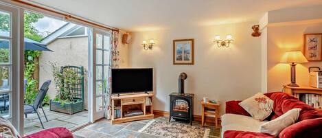 Een televisie en een dvd-speler