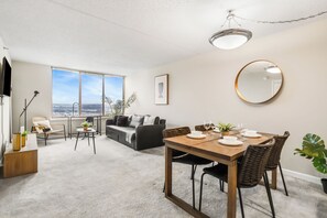 Apartment, 1 Bedroom, City View | Living area | 50-inch plasma TV with cable channels - Work + Rest in DC Apartments (Arlington)