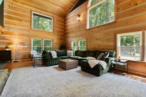 TV, fireplace, offices - Fun Luxury Lodge Sleeping 25: Hot Tub, 16 Acres (Laurelville)