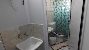 Shower, towels, soap, shampoo