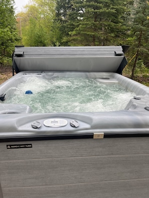 Outdoor spa tub - HOT TUB, beach access, 2-bdrm cottage just outside Port Austin with AC & WiFi #1 (Port Austin)