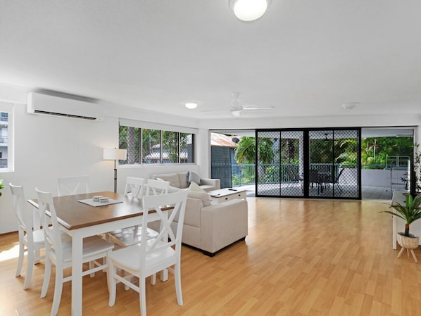 Basic Apartment, 3 Bedrooms, Balcony, Resort View | Living area | Flat-screen TV - Riviera Resort Hervey Bay (Torquay)