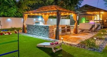 Family Fun Backyard Oasis Hot Tub Games BBQ