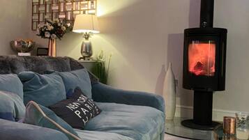 House | Living area | TV, fireplace