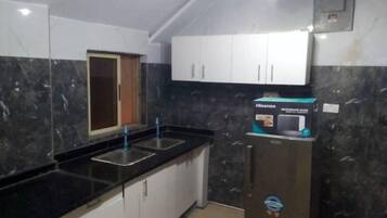 Apartment | Private kitchen | Fridge, microwave, oven, stovetop