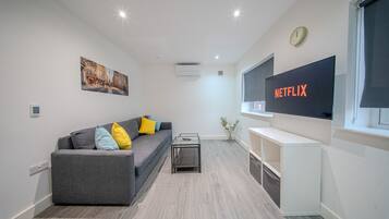 Luxury Apartment, Private Bathroom (One Bedroom) | Shared kitchen | Full-size fridge, microwave, oven, stovetop