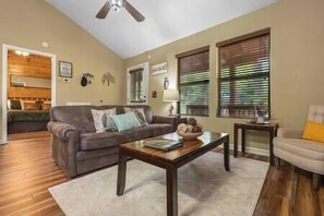 Smart TV, fireplace, video games, foosball