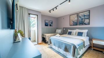 1 bedroom, desk, laptop workspace, blackout curtains