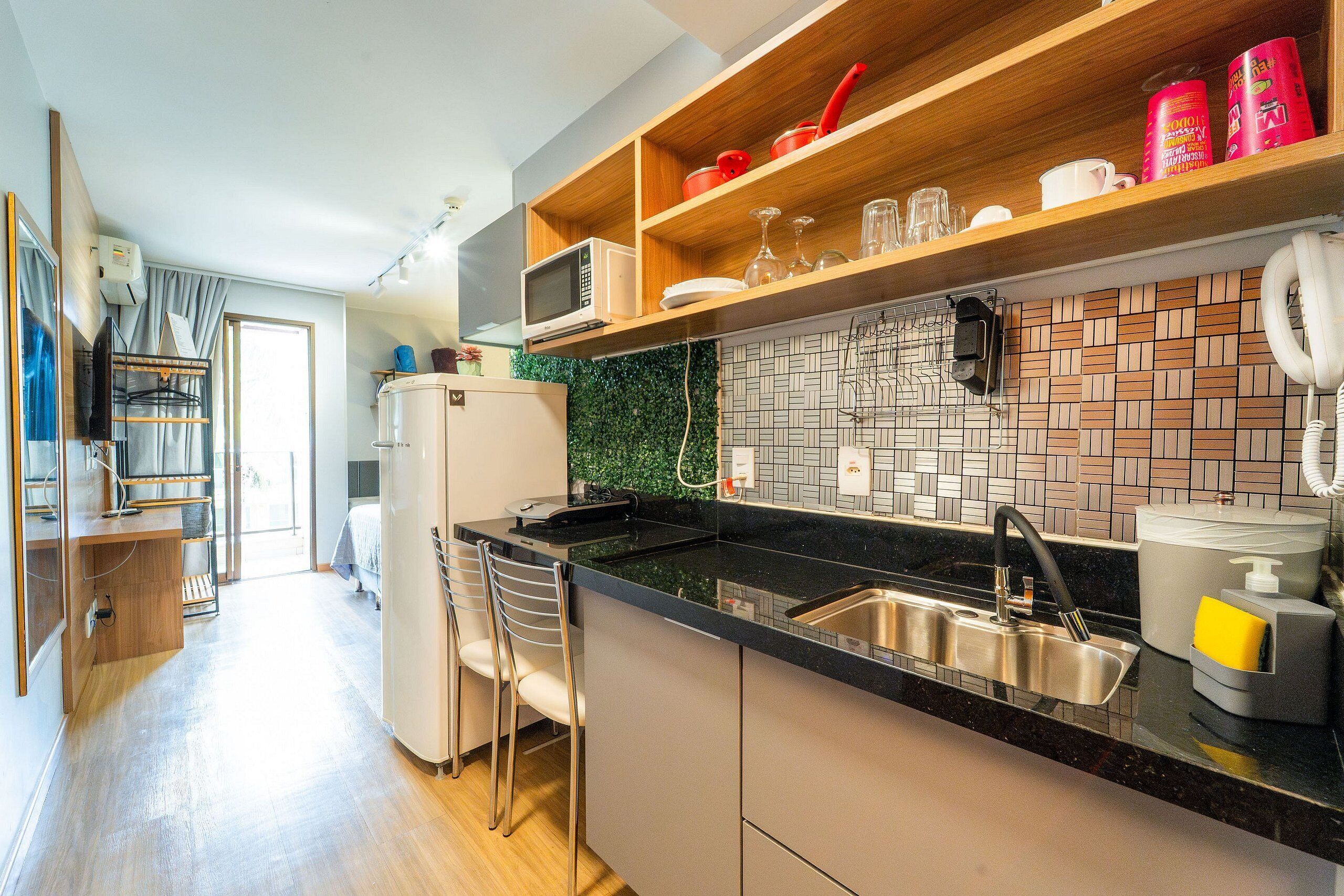 Apartment | Private kitchen | Fridge, microwave, stovetop, cookware/dishes/utensils