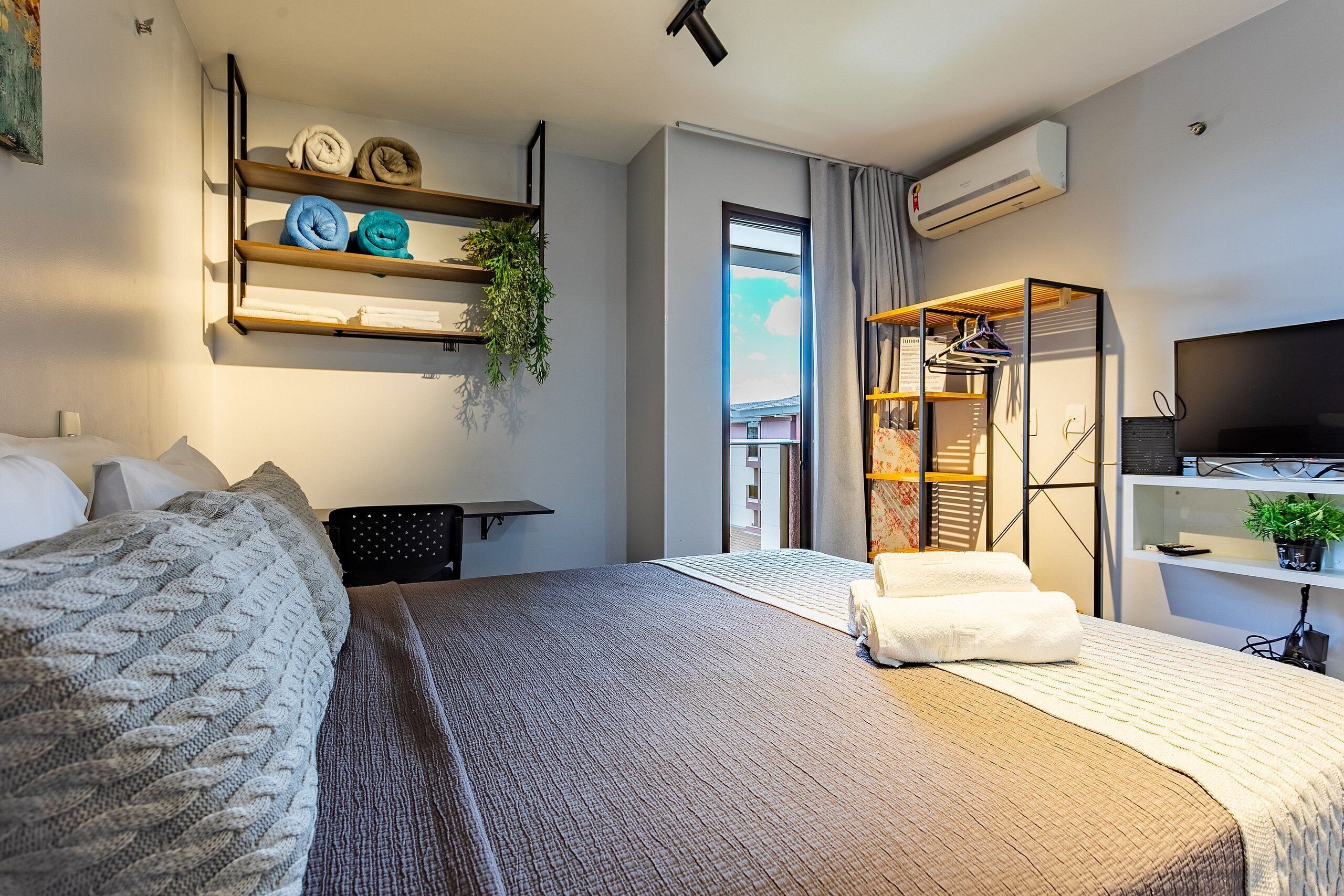 1 bedroom, desk, laptop workspace, blackout curtains
