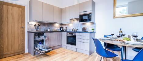 Microwave, oven, stovetop, dishwasher