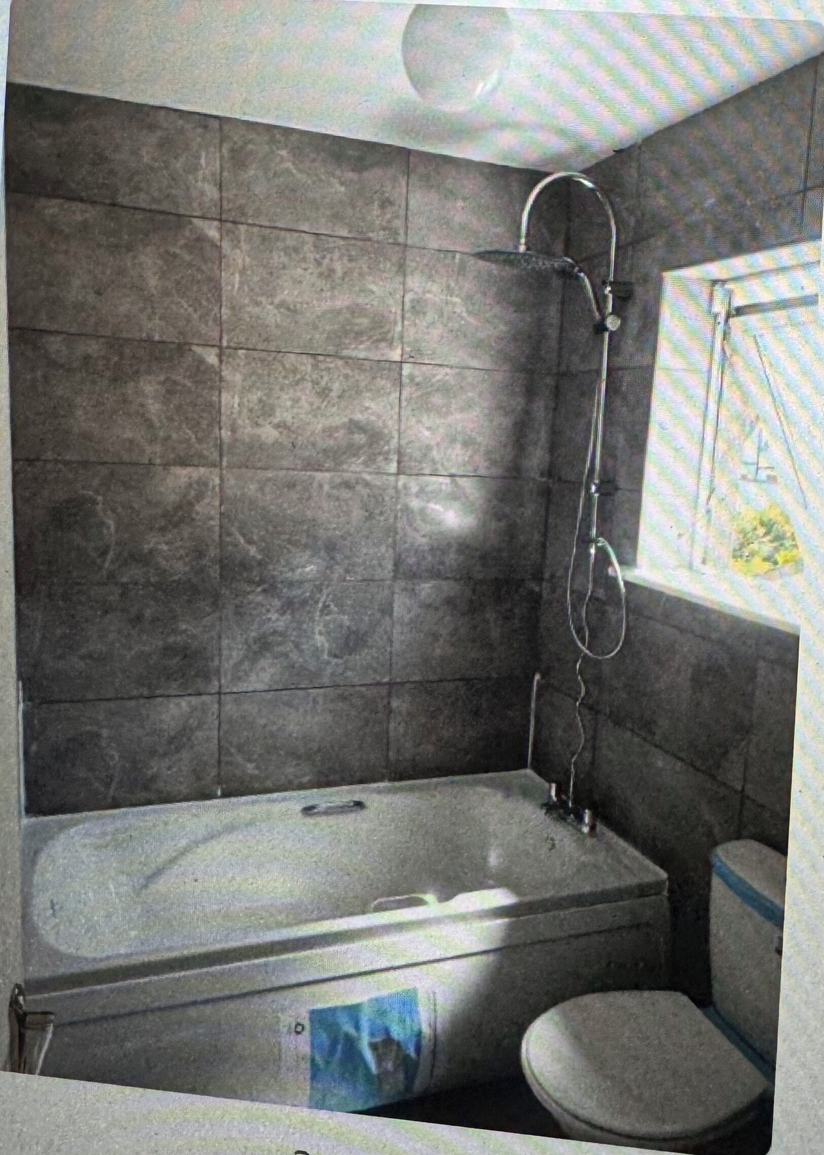 Shower, towels, soap, shampoo