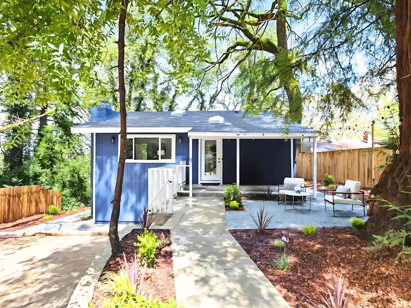 Modern Home with Redwood Trees