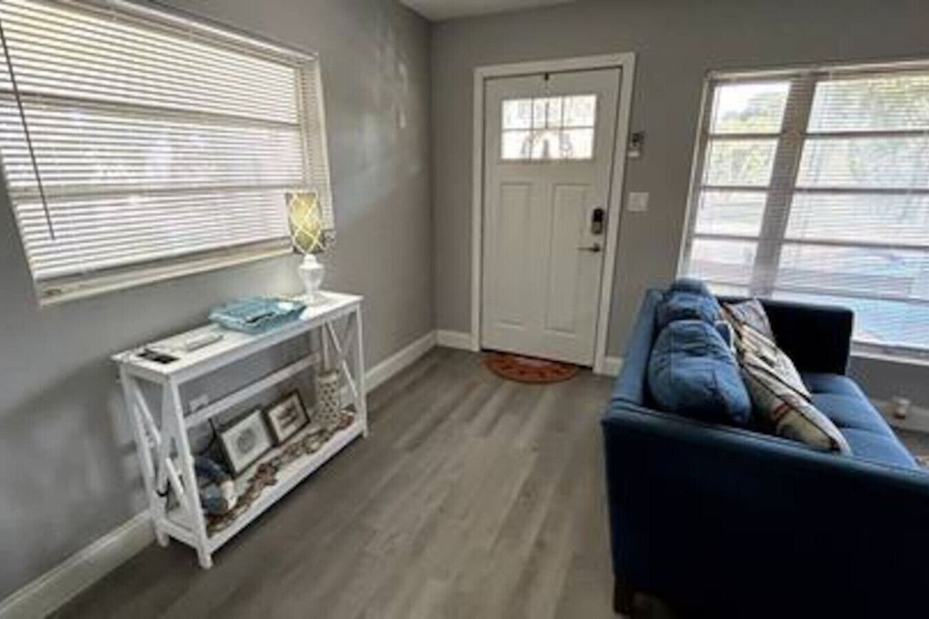 Smart TV, fireplace, foosball, books