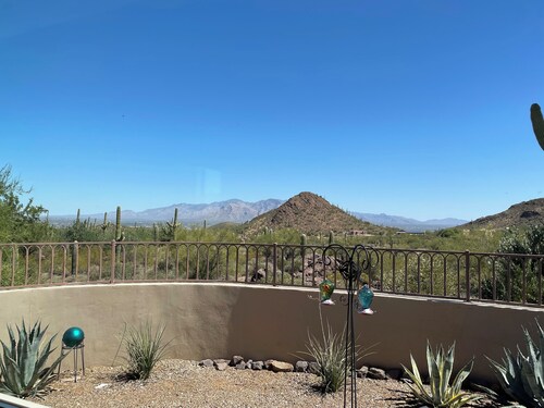 Saguaro Studded City and Mountain Views in the Tucson Mountain foothills.