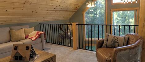 Een smart-tv, een open haard, videogames en boeken