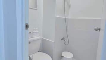 Shower, bidet, towels, soap