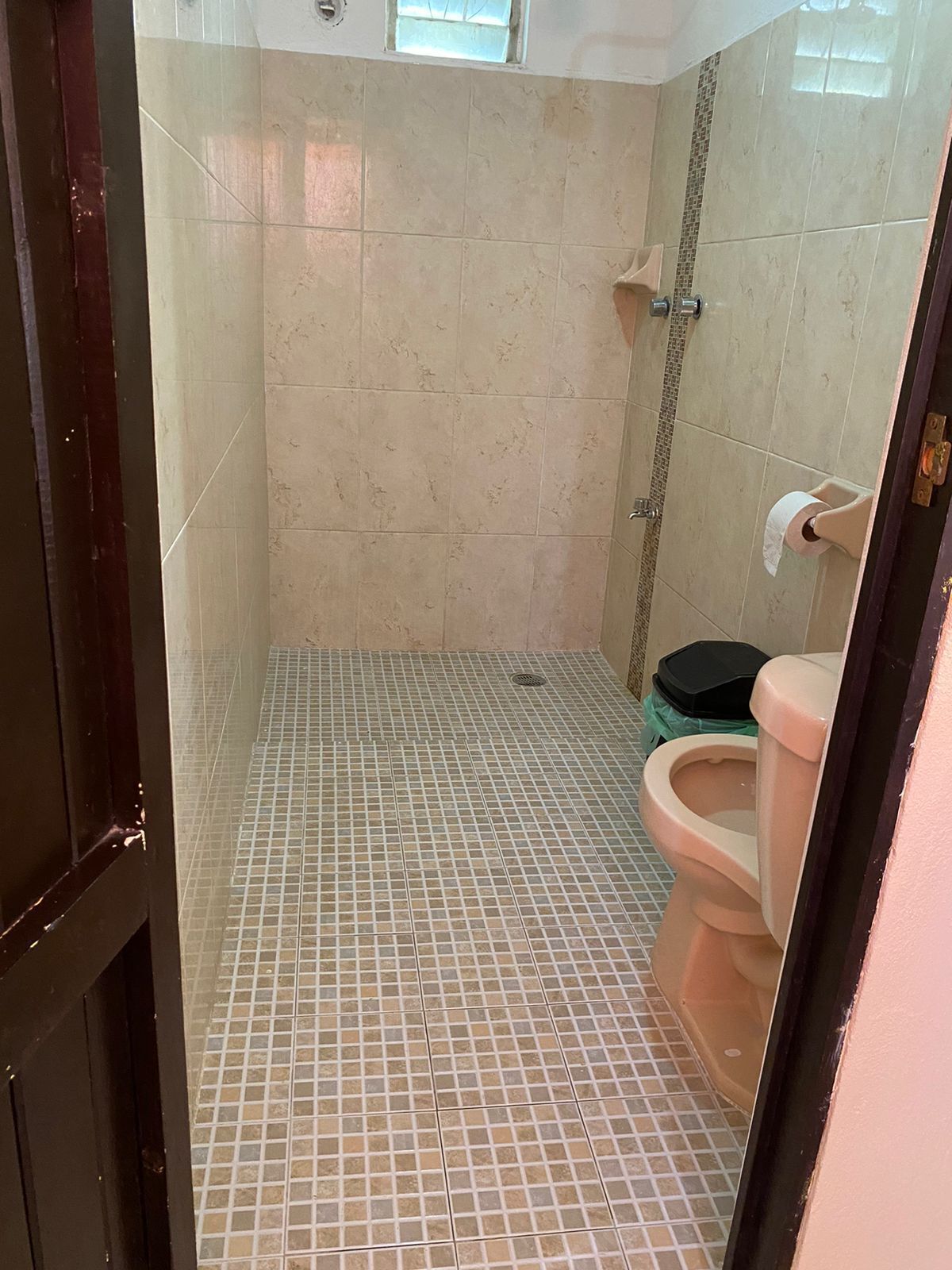 A bathroom with a toilet, a bidet, and a shower area.