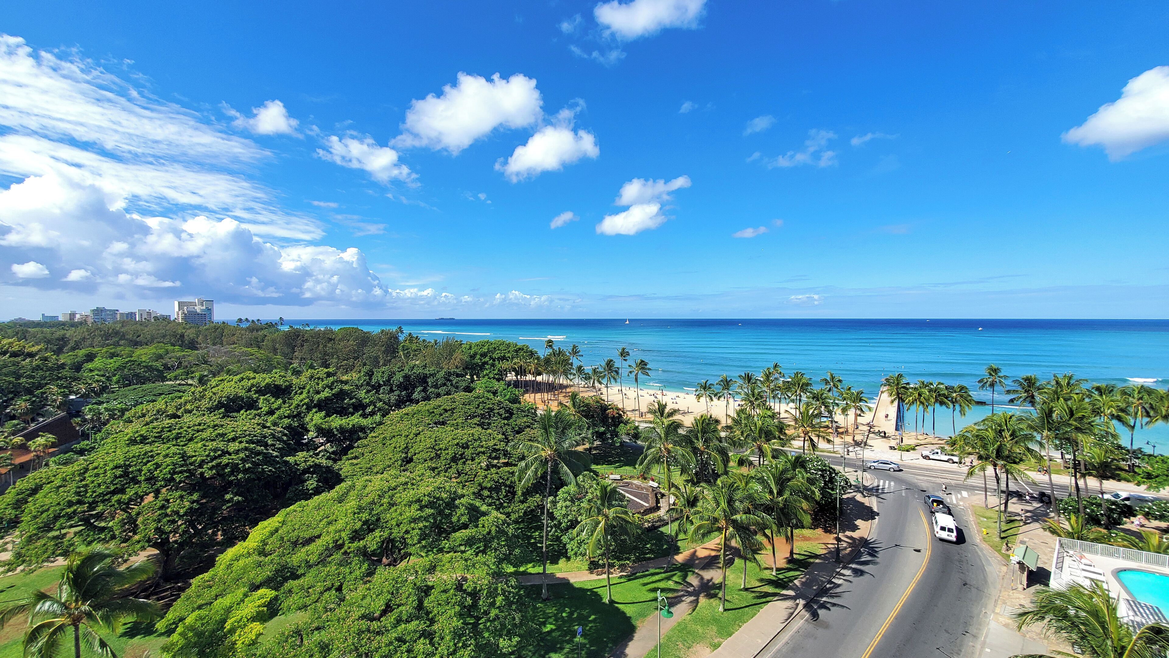 On the beach, sun loungers