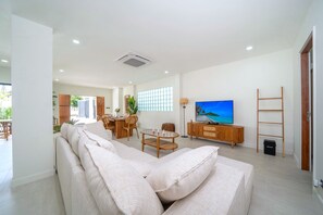 Exclusive Villa, 4 Bedrooms, Pool View | Living area | 45-inch Smart TV with cable channels - Bali Style 4BR Pool Villa Kaia in Rawai (Rawai)